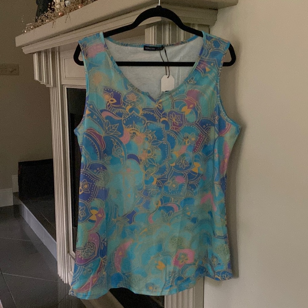 NORACORA TANK XL NWT pink, aqua, blue